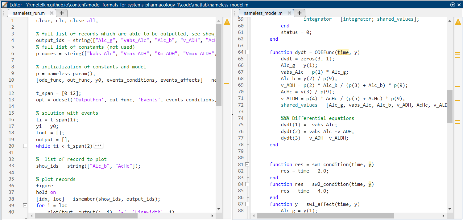 Raw scripting Matlab code