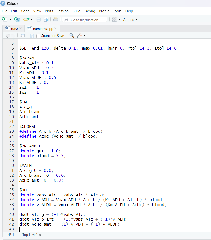 ODE based DSL, mrgsolve